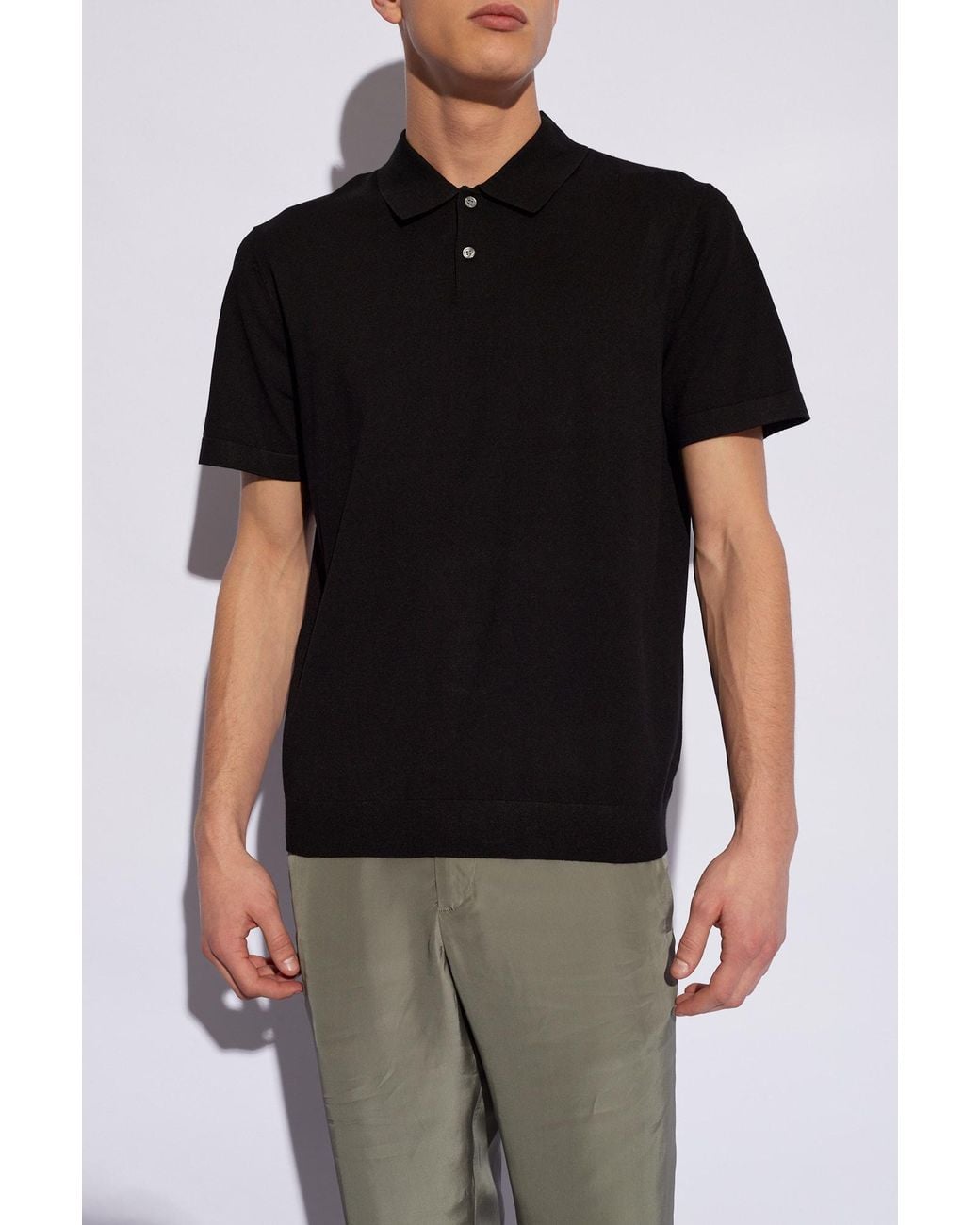 Theory Black Goris Short-Sleeved Polo Shirt for men