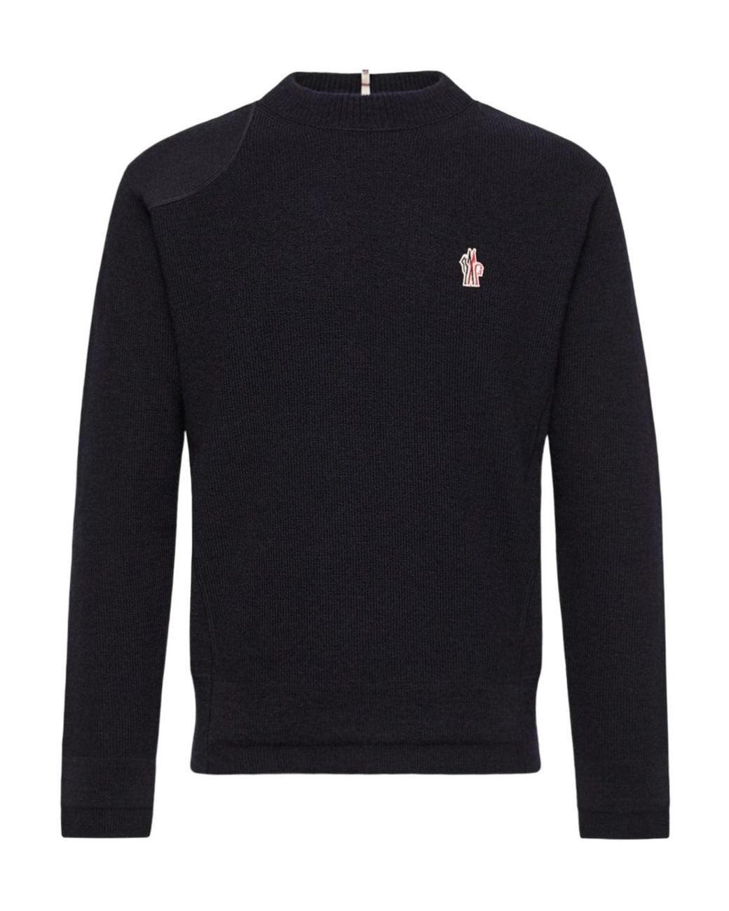 Moncler Blue Grenoble Logo-Patch Crewneck Jumper for men
