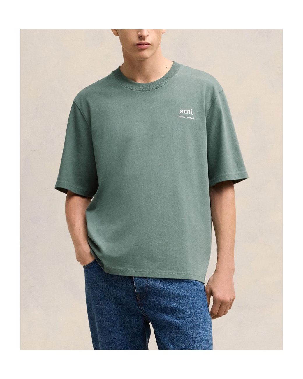 AMI Green Boxy Tshirt Ami for men