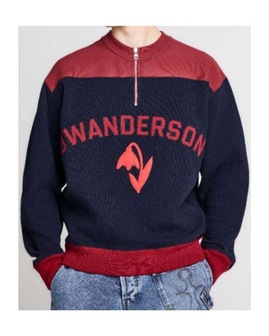 J.W. Anderson Blue Jw Anderson Logo Half-Zip Sweatshirt for men