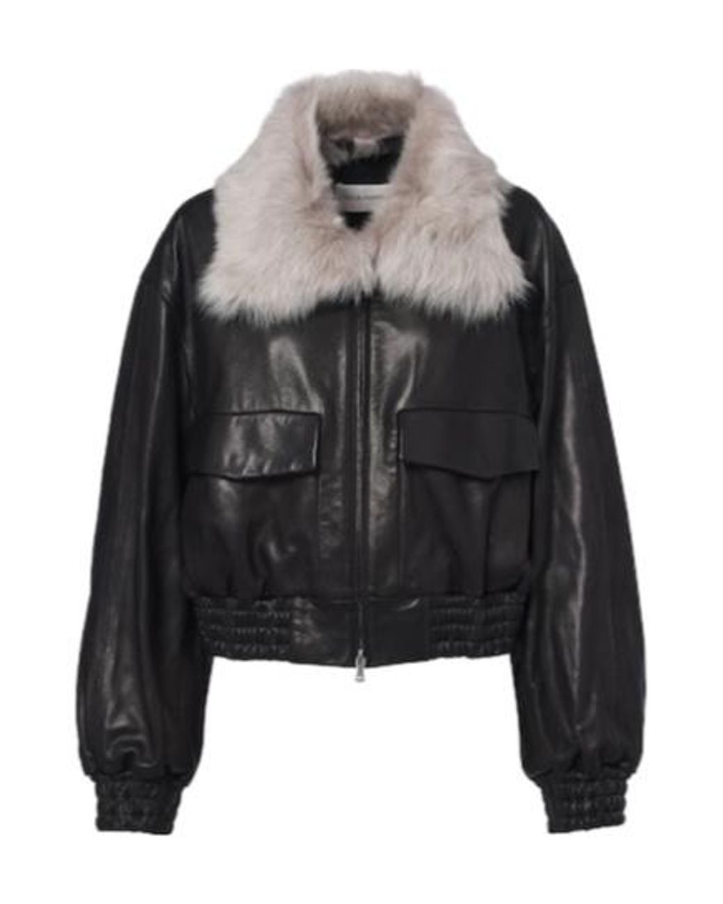 Nour Hammour Black Leather Blouson Jacket
