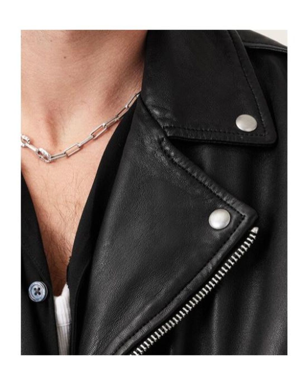 AllSaints Black Classic Biker Jacket for men