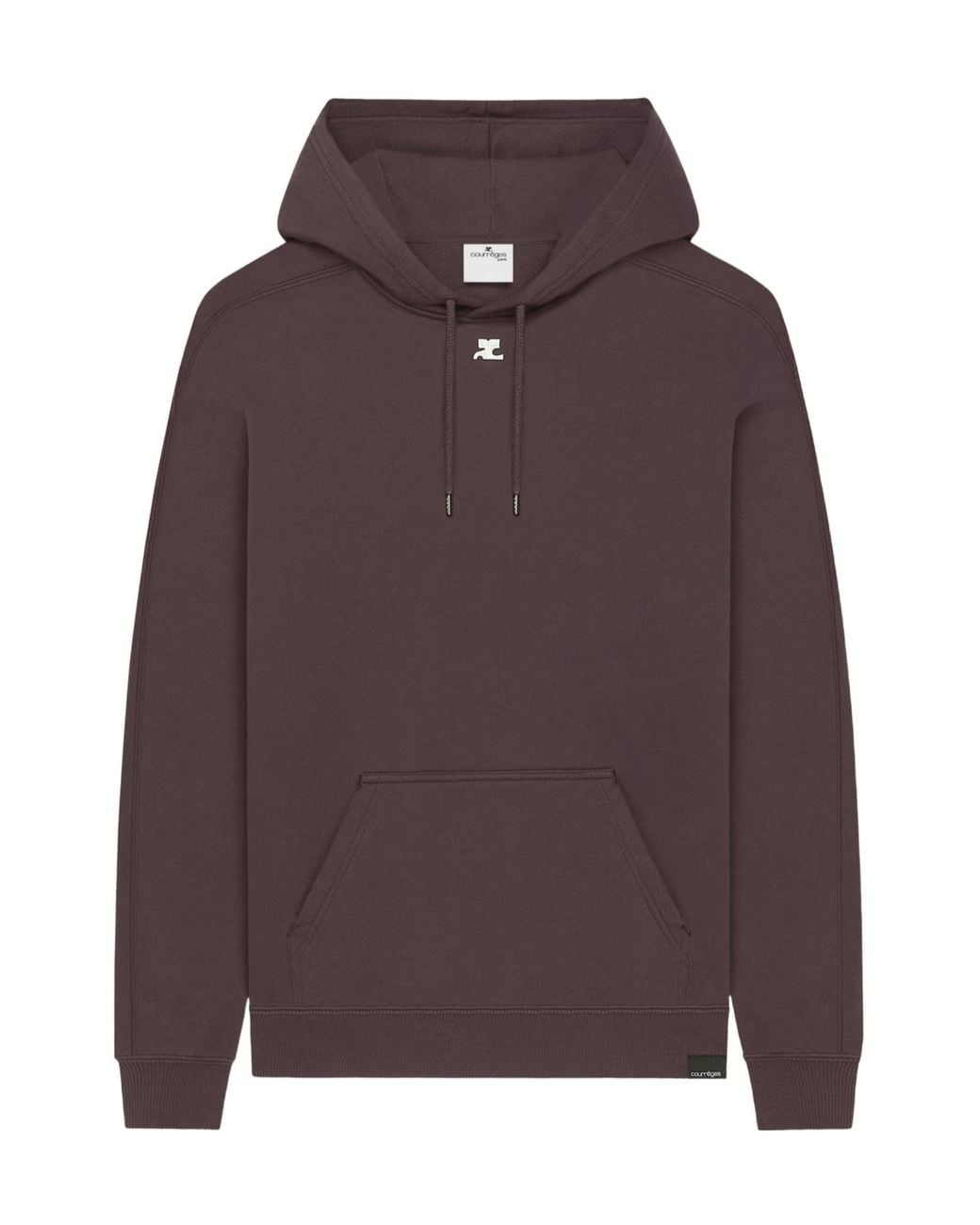 Courreges Brown Logo-Patch Cotton Hoodie