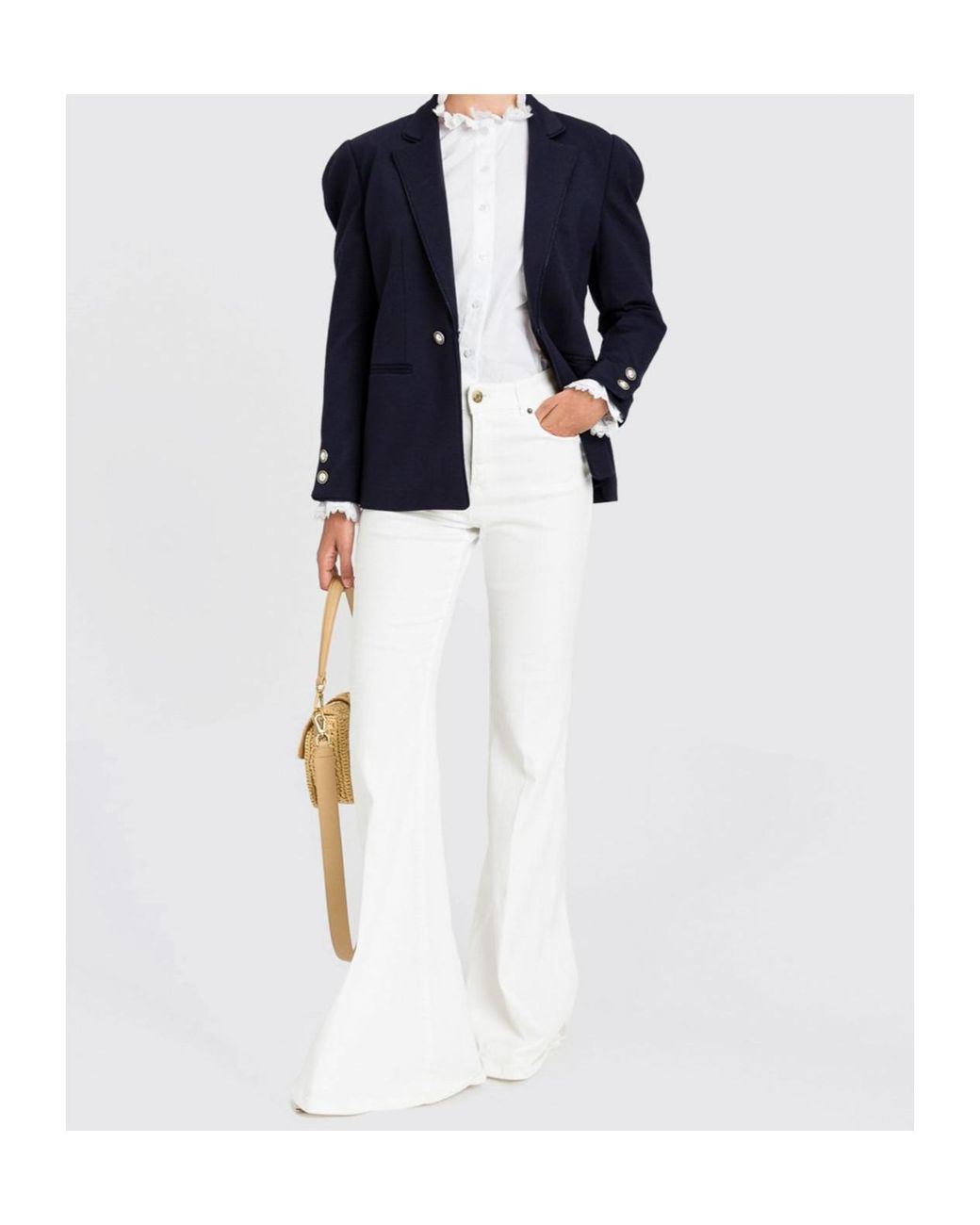 Twinset White Lace-Trim Poplin Shirt