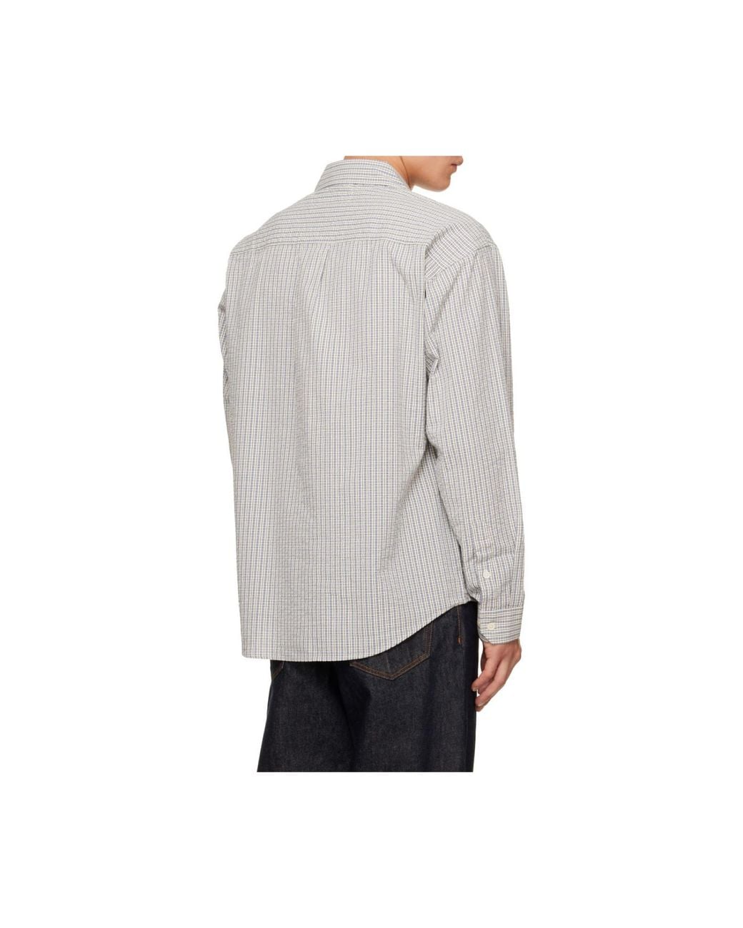 mfpen Gray Executive Check-Pattern Shirt for men