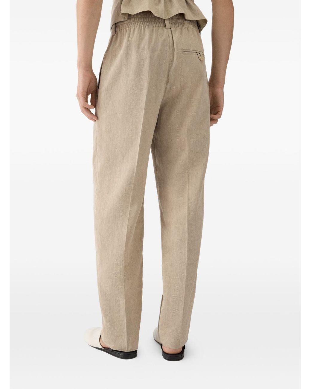 Jacquemus Natural Pleated Straight-Leg Pants for men