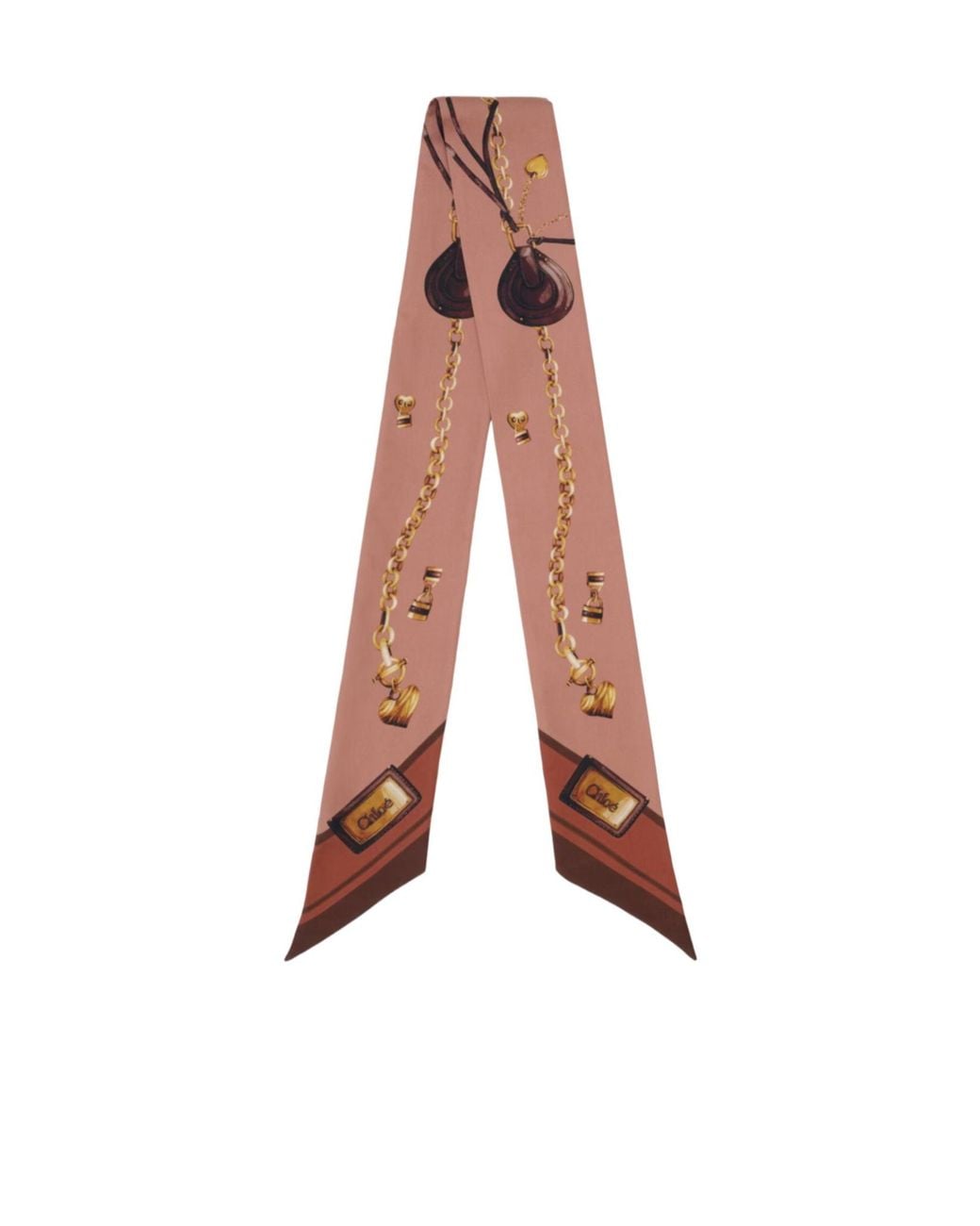 Chloé Multicolor Silk-Twill Chain-Print Bandeau Scarf