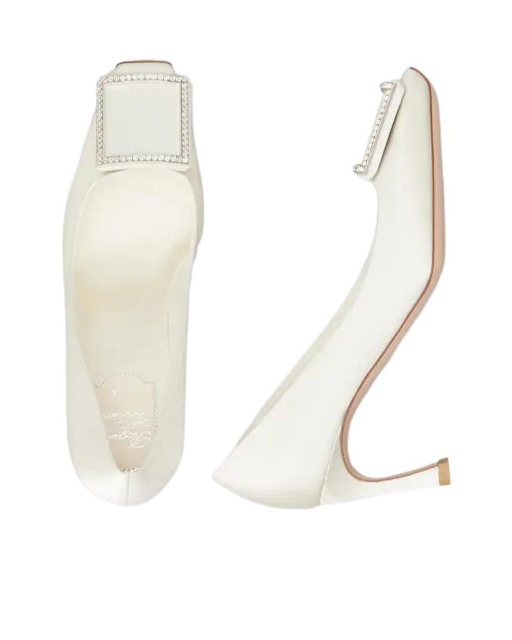 Roger Vivier White Trompette Satin Pumps