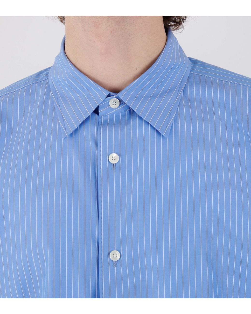 Auralee Blue Striped Shirt for men