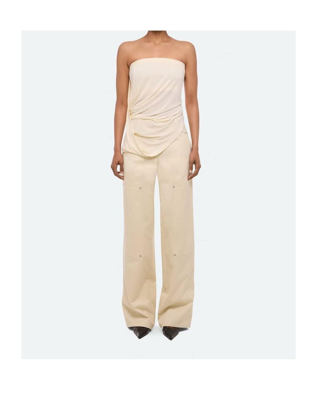 Helmut Lang Natural Knot-Front Strapless Top