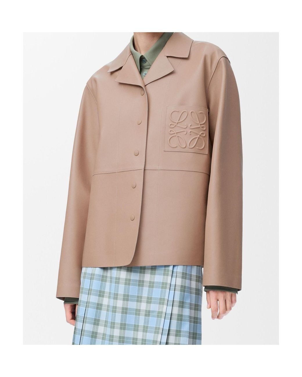 Loewe Natural Logo Embossed Leather Pyjama Jacket