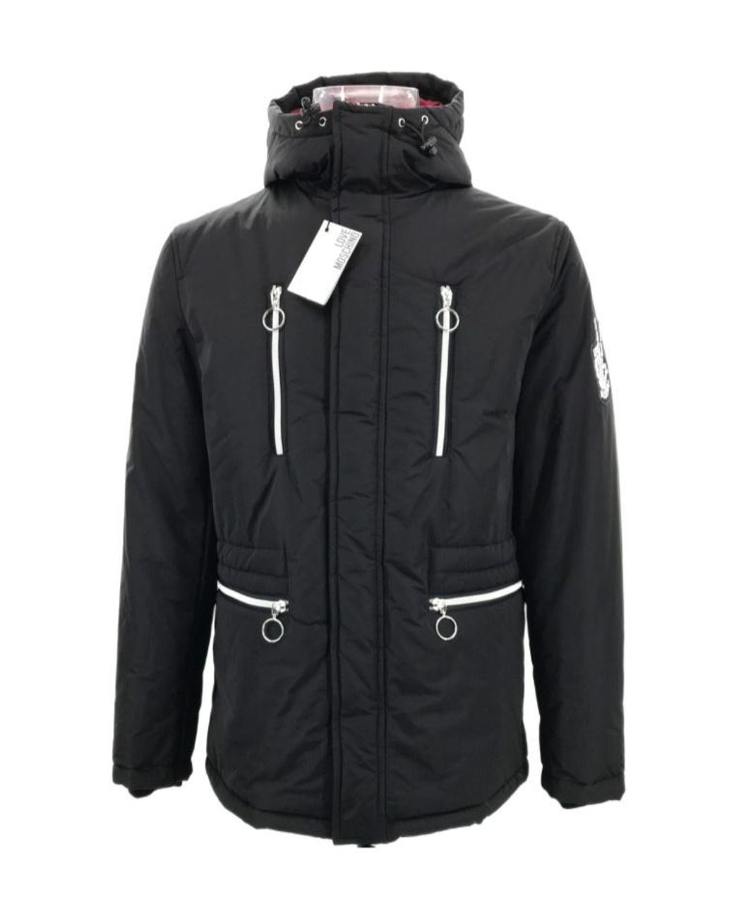 Moschino Black Hooded Cotton Suit With Long Sleeves for men