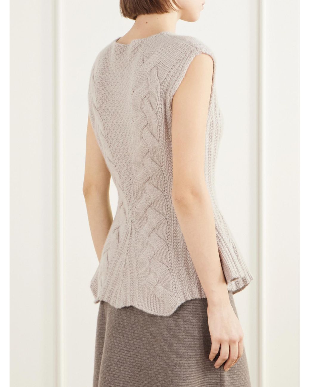 Lisa Yang Natural Cable-Knit Cashmere Top