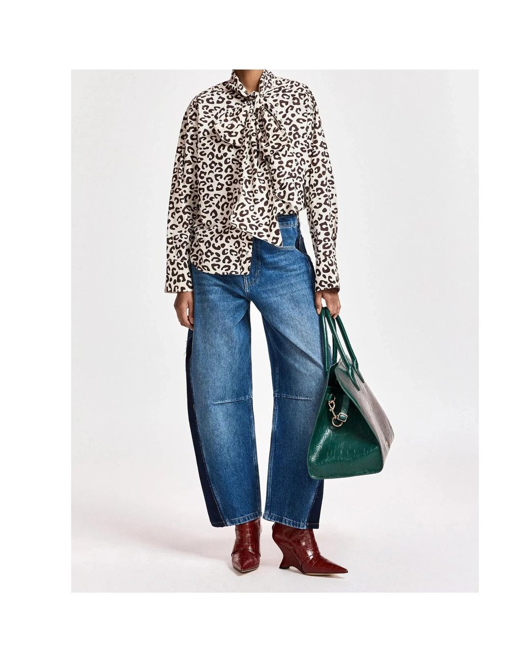 Essentiel Antwerp White Khaleesi Printed Pussy-Bow Blouse