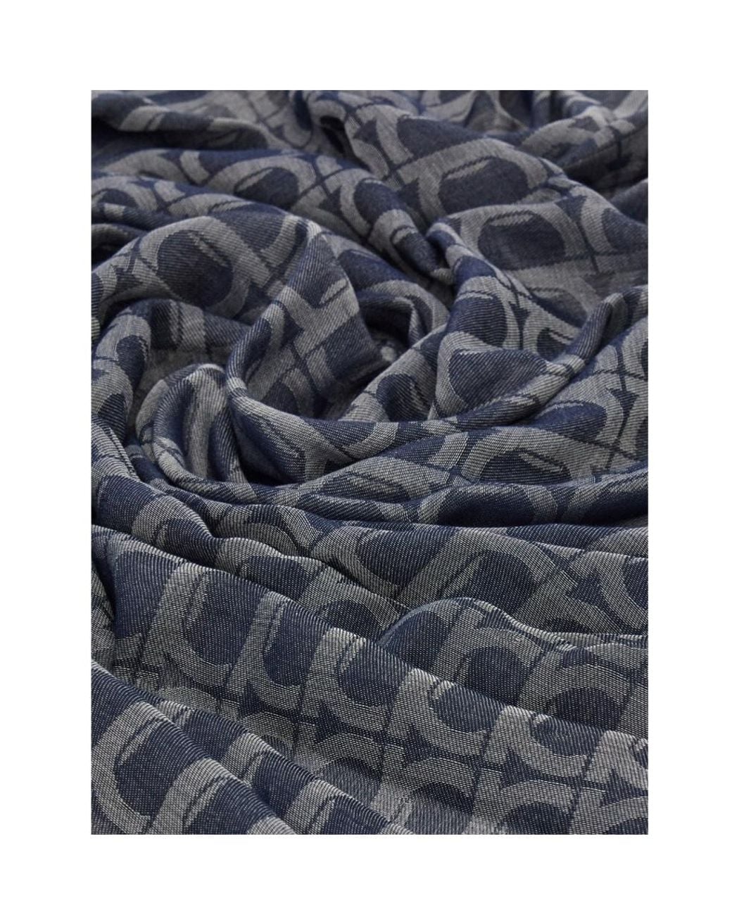 Ferragamo Blue Ferragamo Gancini Frayed-Edge Scarf for men