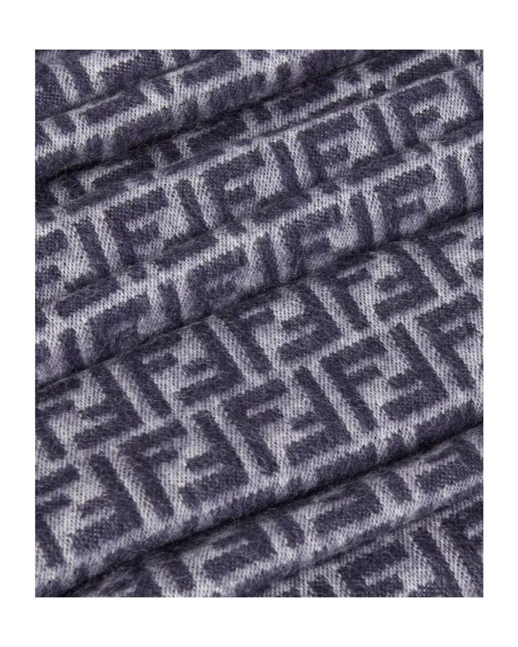 Fendi Purple Ff Logo Jacquard Fringed-Edge Scarf for men