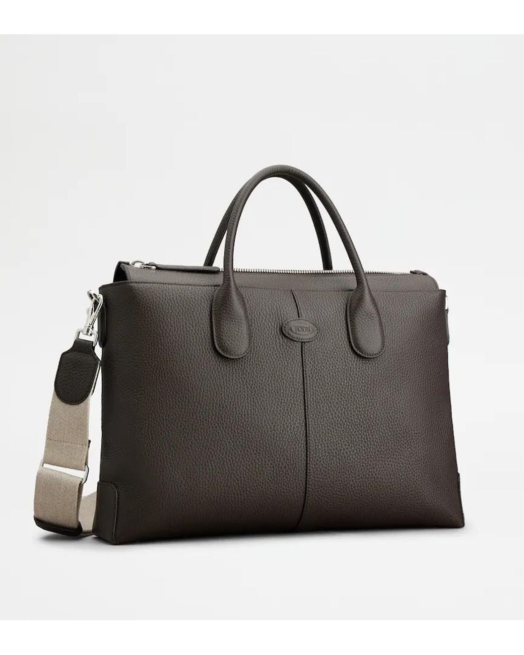Tod's Black Di Logo-Patch Leather Briefcase for men