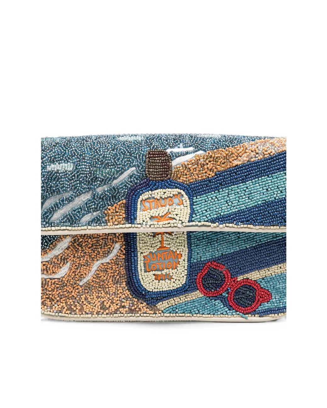 Staud Blue Bead-Embellished Tommy Shoulder Bag