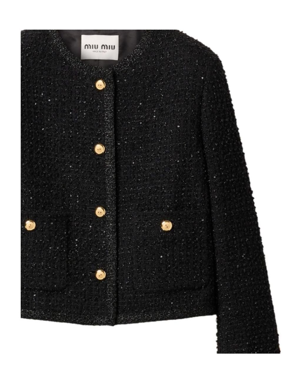 Miu Miu Black Button-Up Cropped Jacket