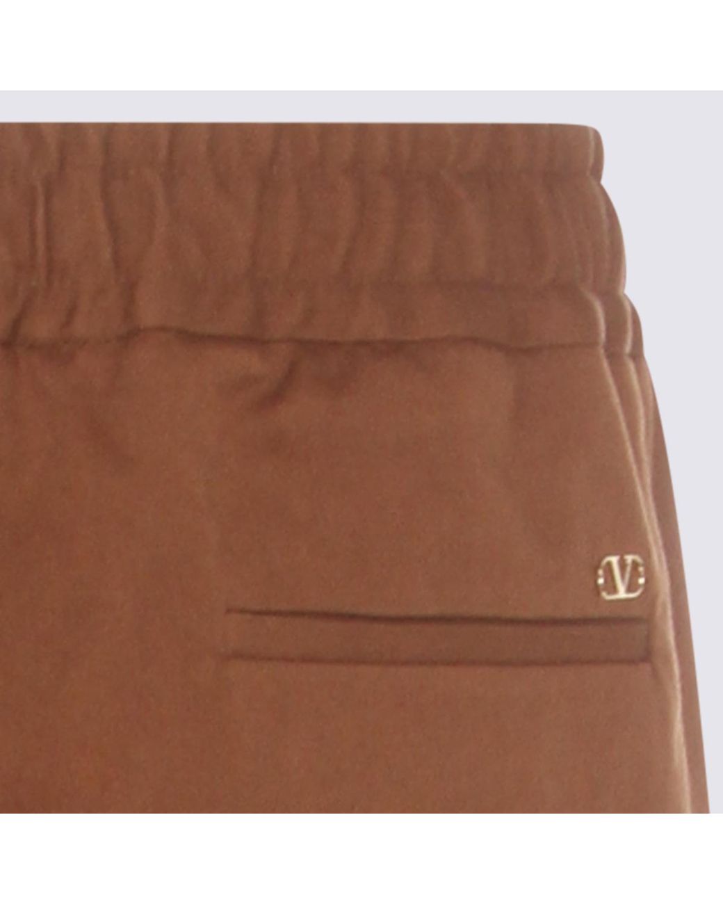 Valentino Brown Pleat Detailed Drawstring Pants for men