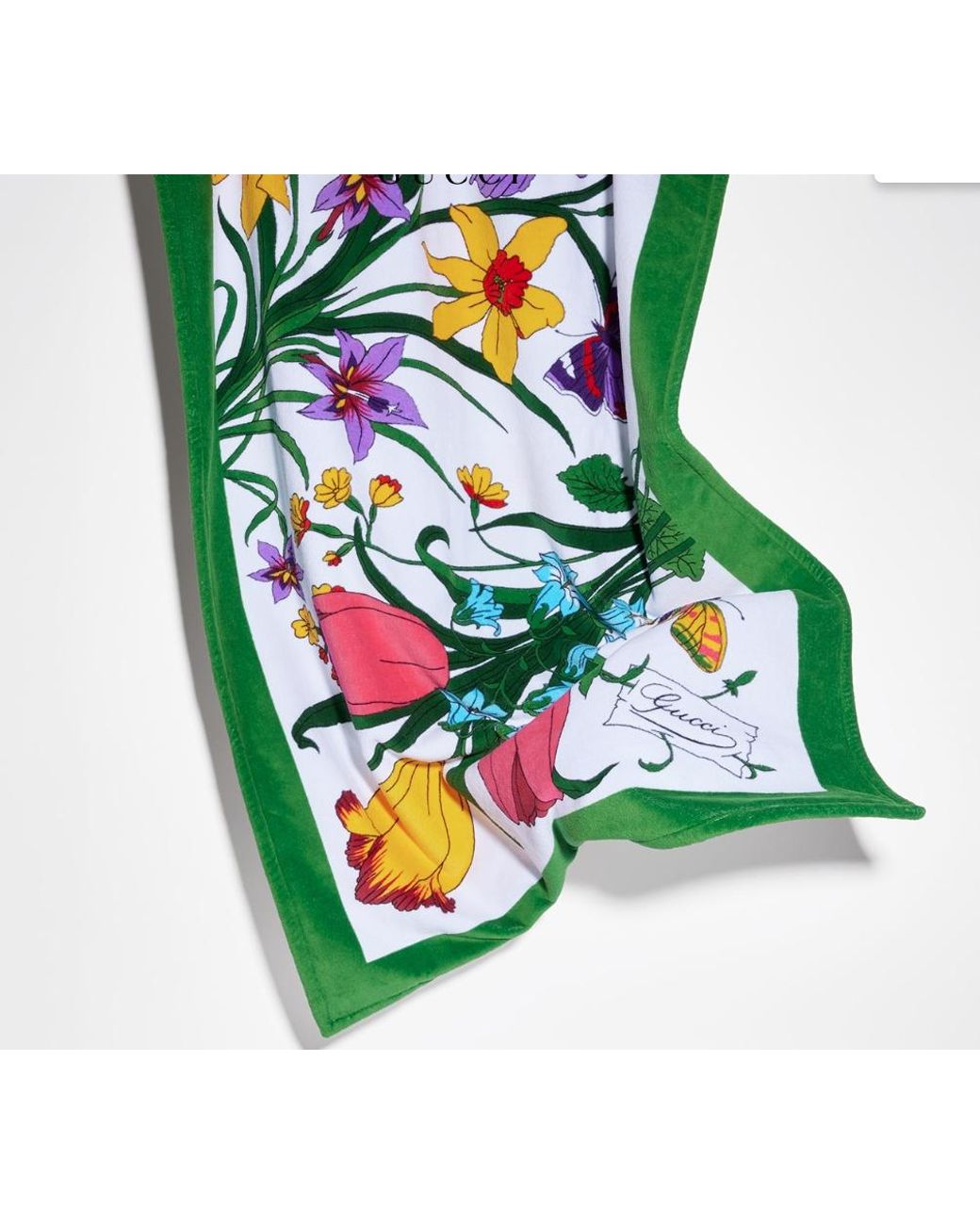 Gucci White Printed Cotton Terrycloth Beach Blanket