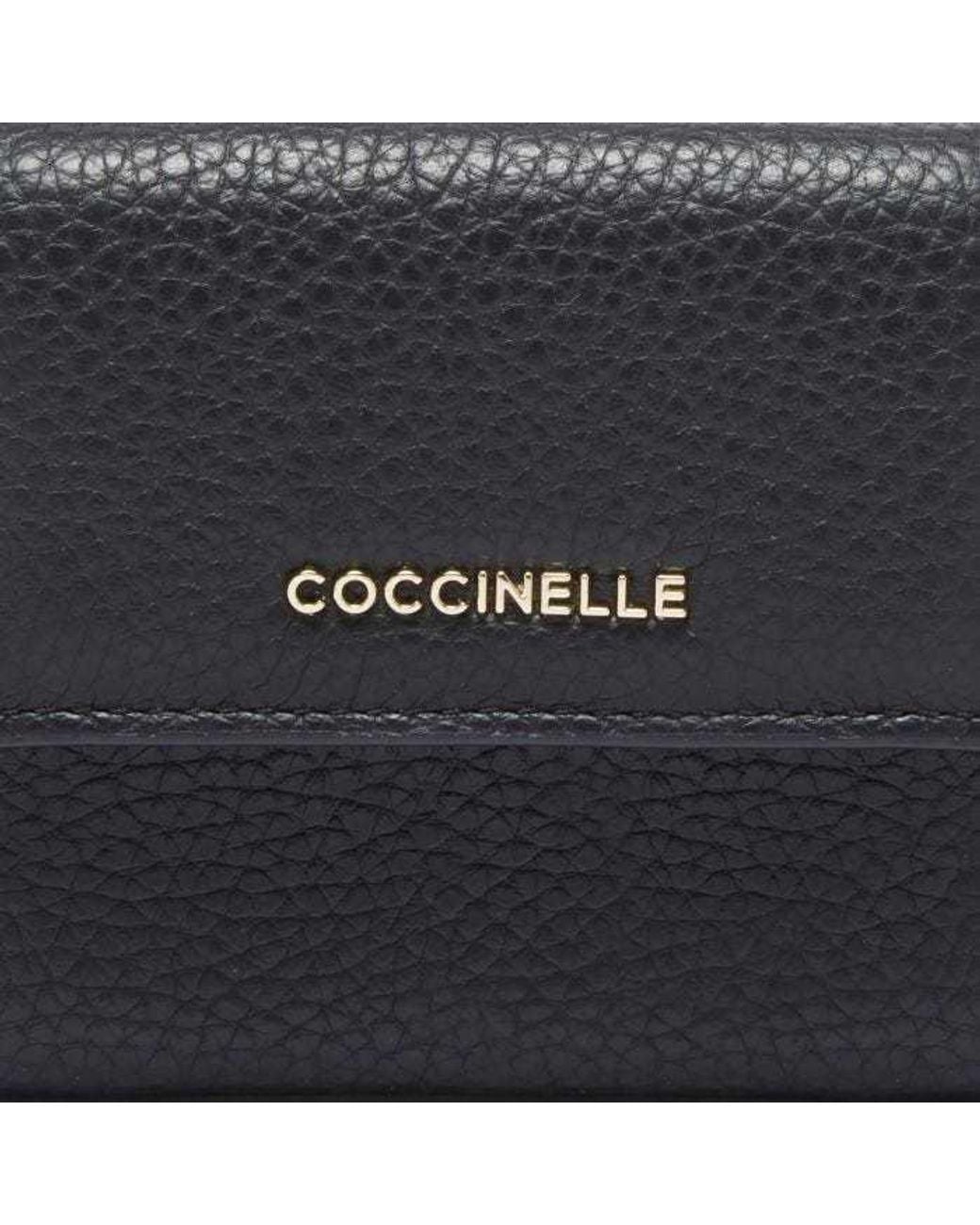 Coccinelle Black Logo Lettering Tri-Fold Wallet
