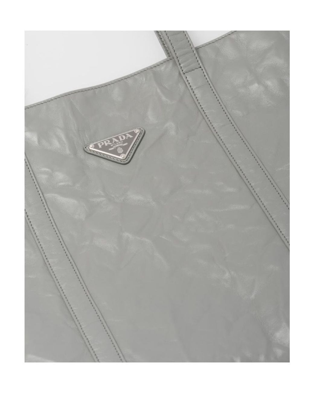 Prada Gray Large Leather Tote Bag