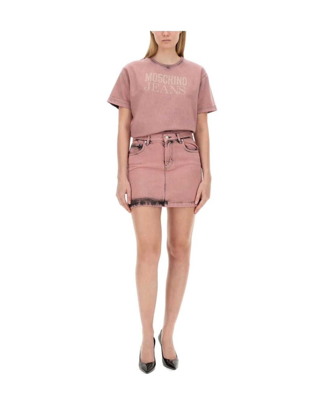 Moschino Pink Belt-Loop Skirt