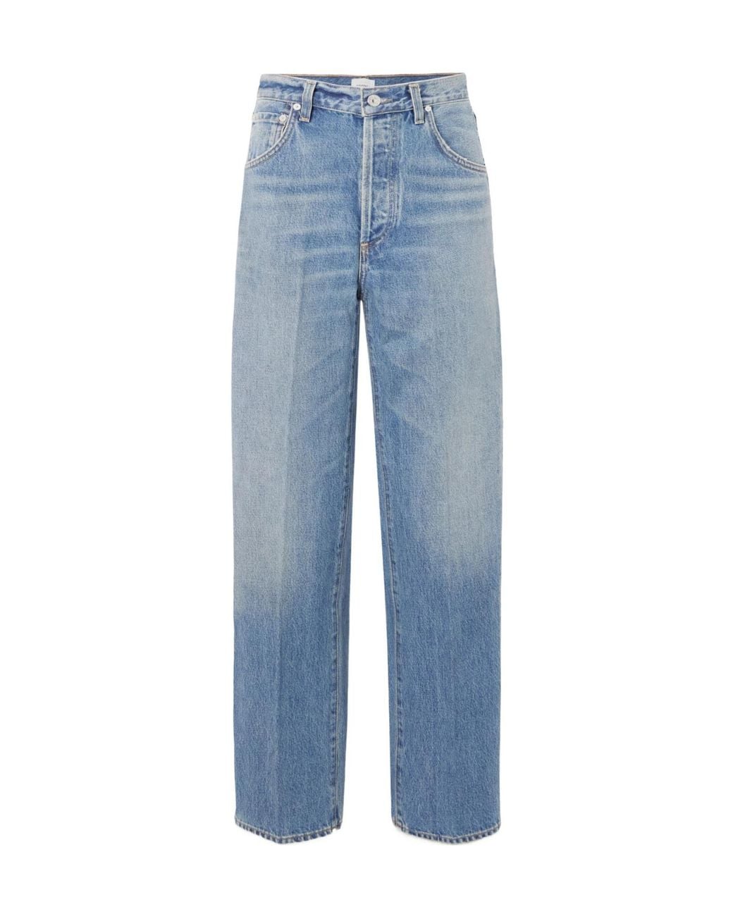 Citizens of Humanity Blue Baretta High-Rise Straight-Leg Organic Jeans