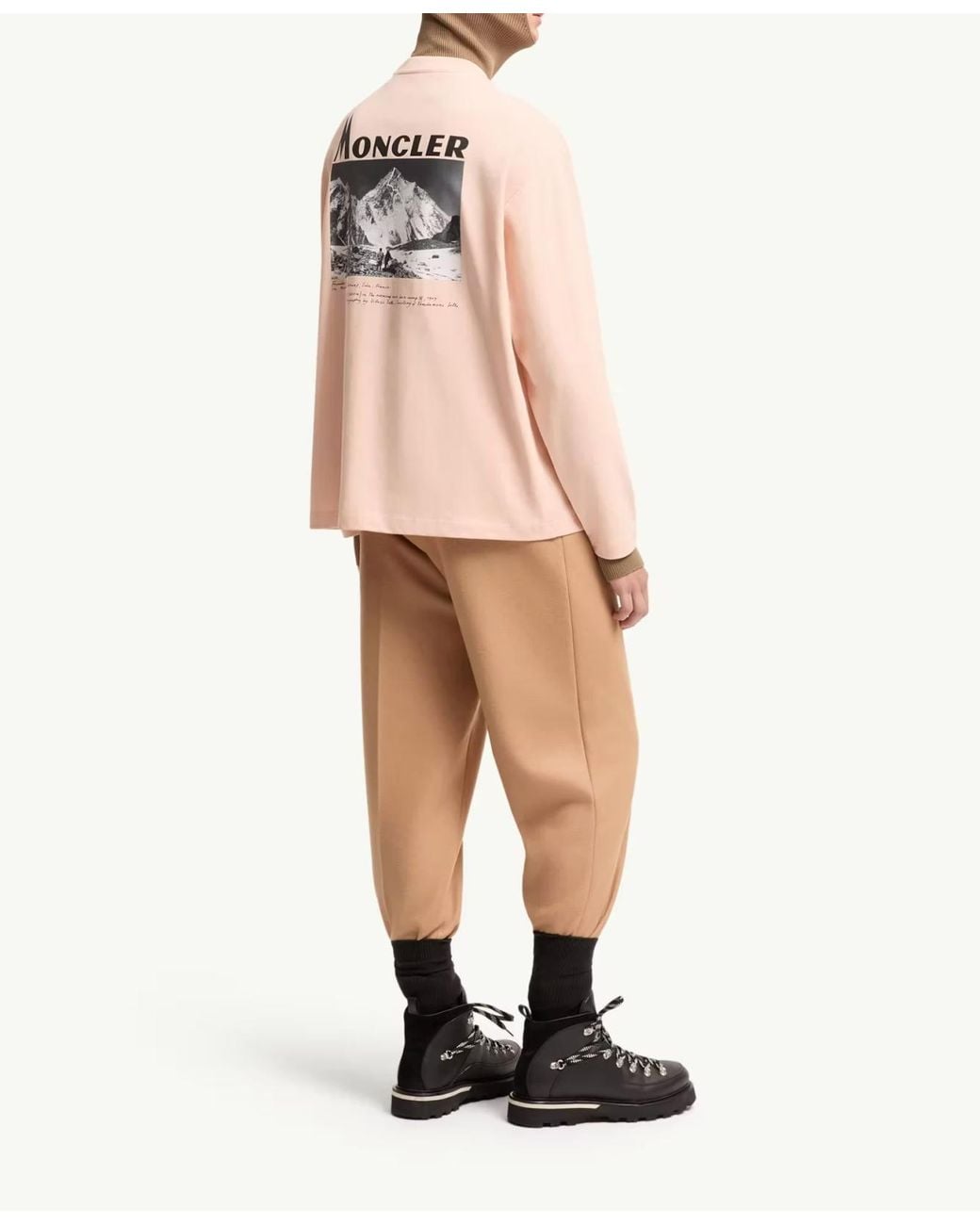 Moncler Pink K2 Print Long Sleeve Cotton T-Shirt for men