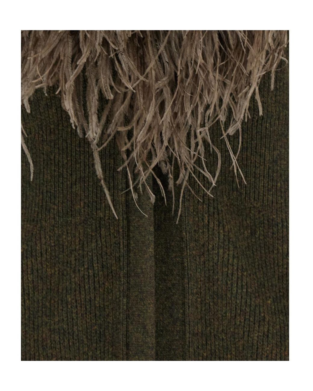 Blumarine Green Shearling Detailed Ribbed Dress