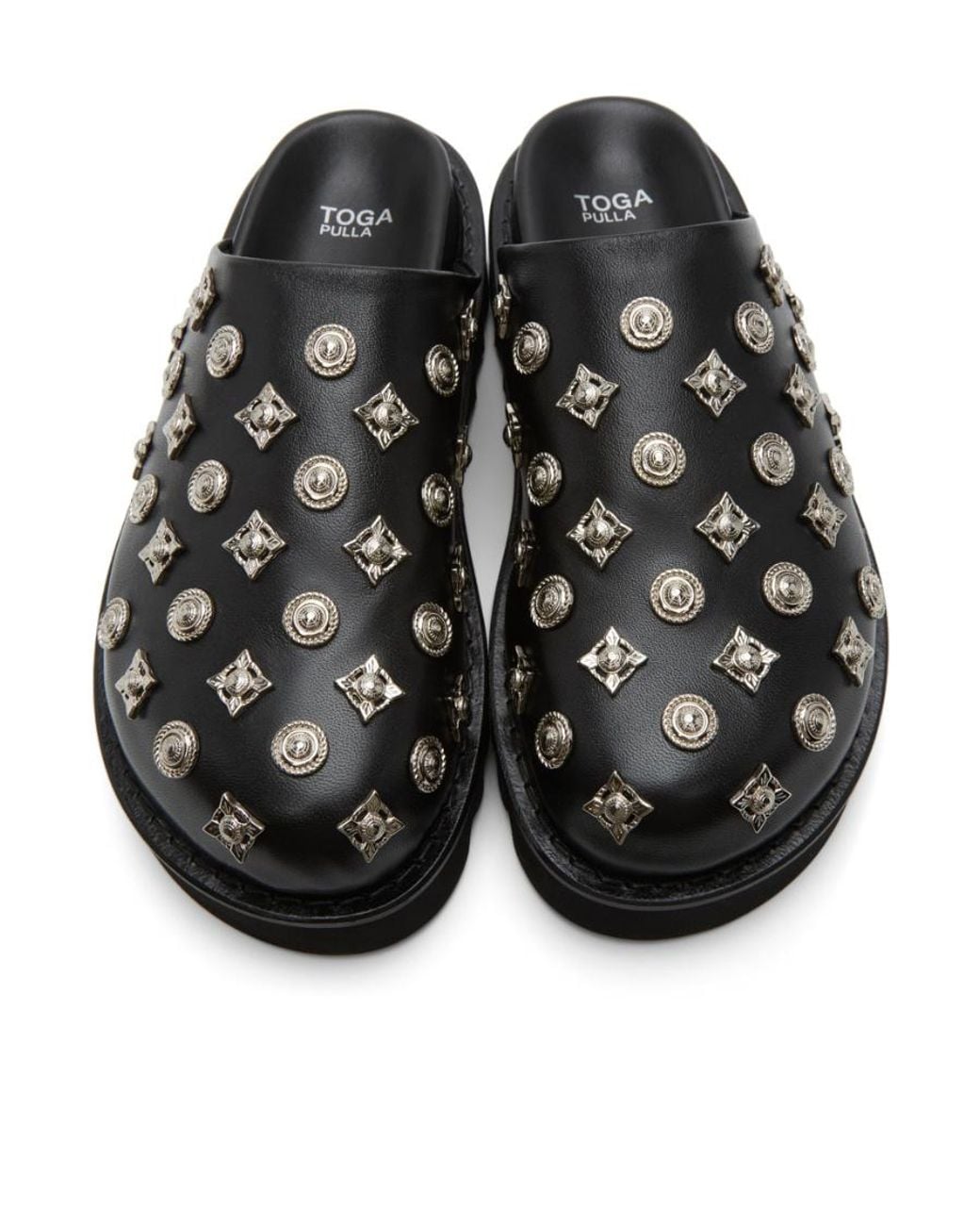 Toga Black Studded Platform Mules