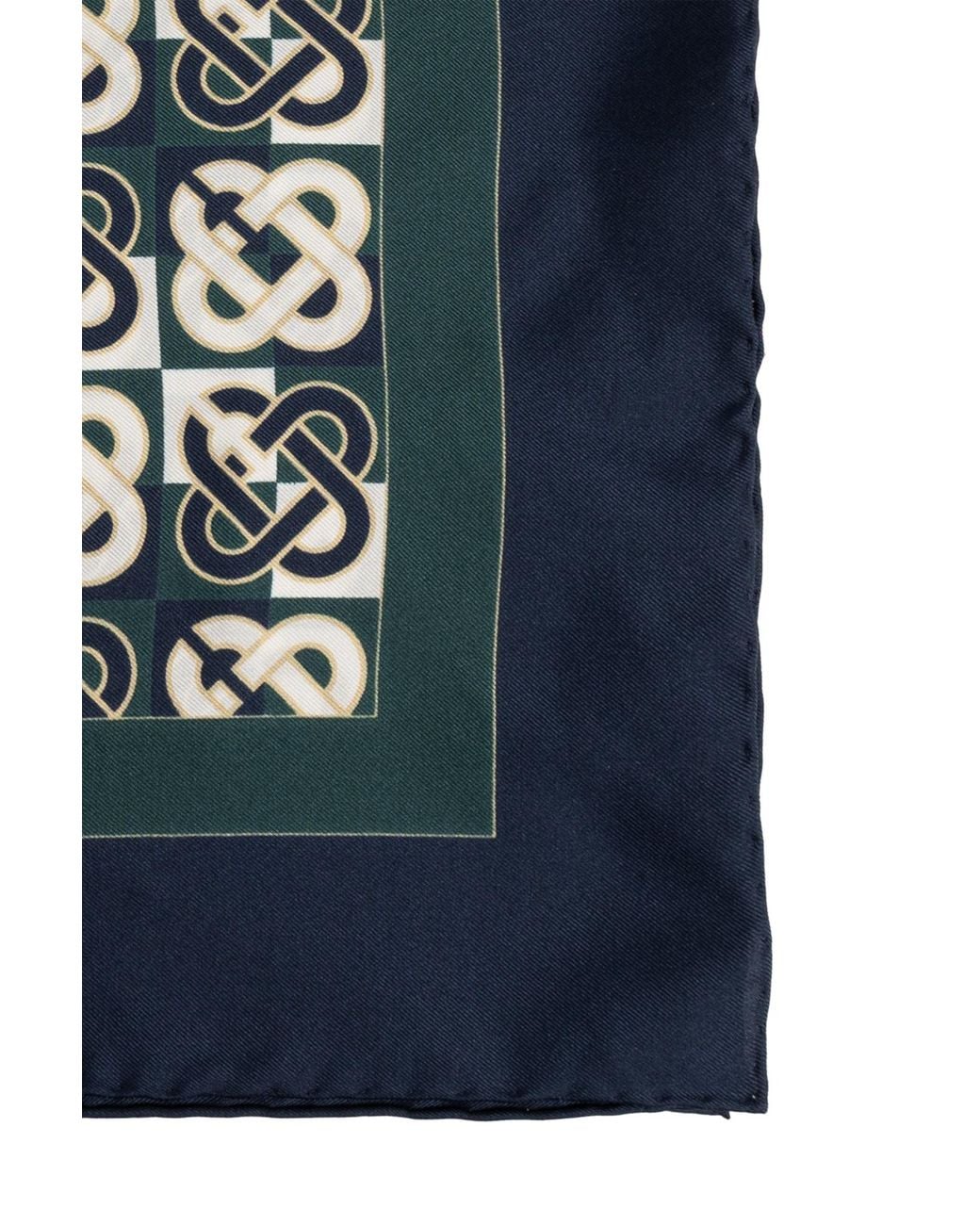 Casablanca Blue Monogram-Print Silk Scarf for men