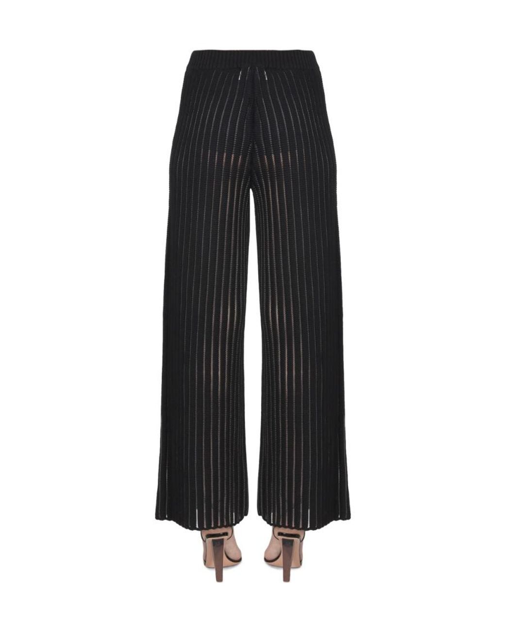 Fabiana Filippi Black Straight-Leg Ribbed Trousers