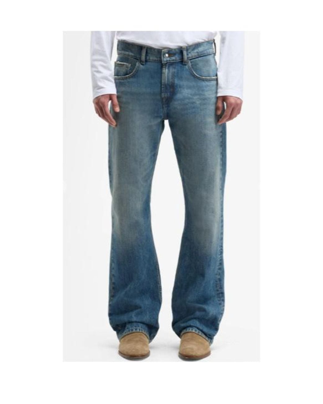 7 For All Mankind Blue Mid Waist Bootcut Jeans for men
