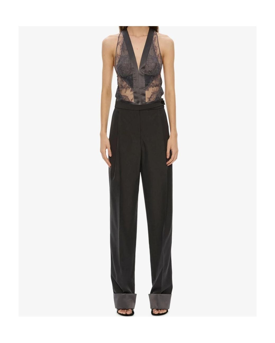 Christopher Esber Black Rowan Sateen-Cuffed Trousers