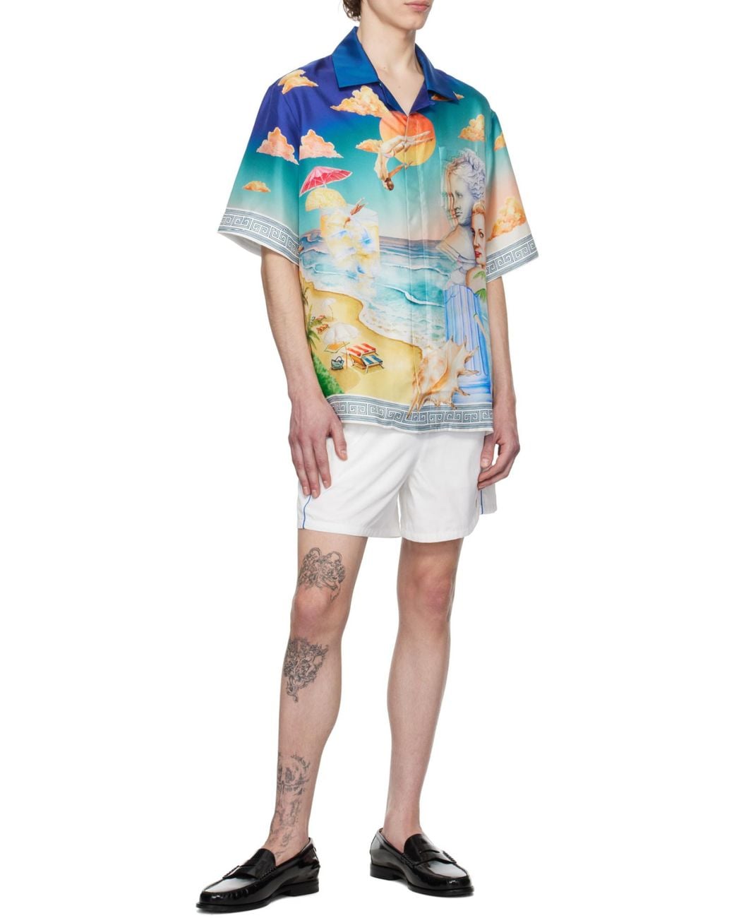 Casablanca White Logo Patch Elastic Waist Shorts for men
