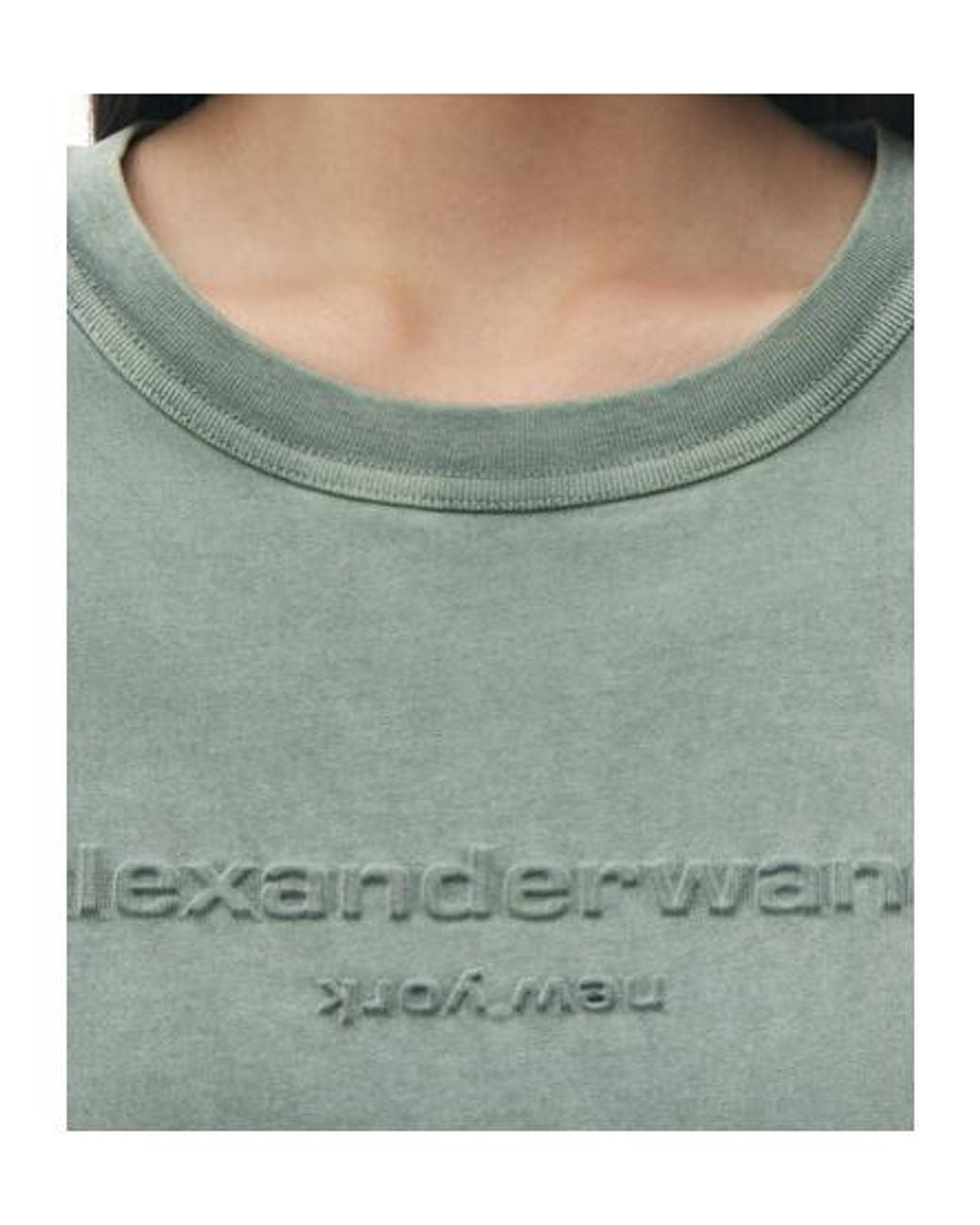 Alexander Wang Green Logo Embossed Crewneck T-Shirt