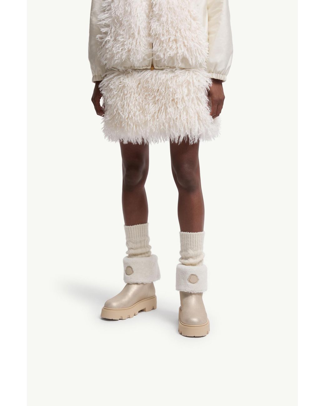 Moncler Natural Aurea Round-Toe Boots