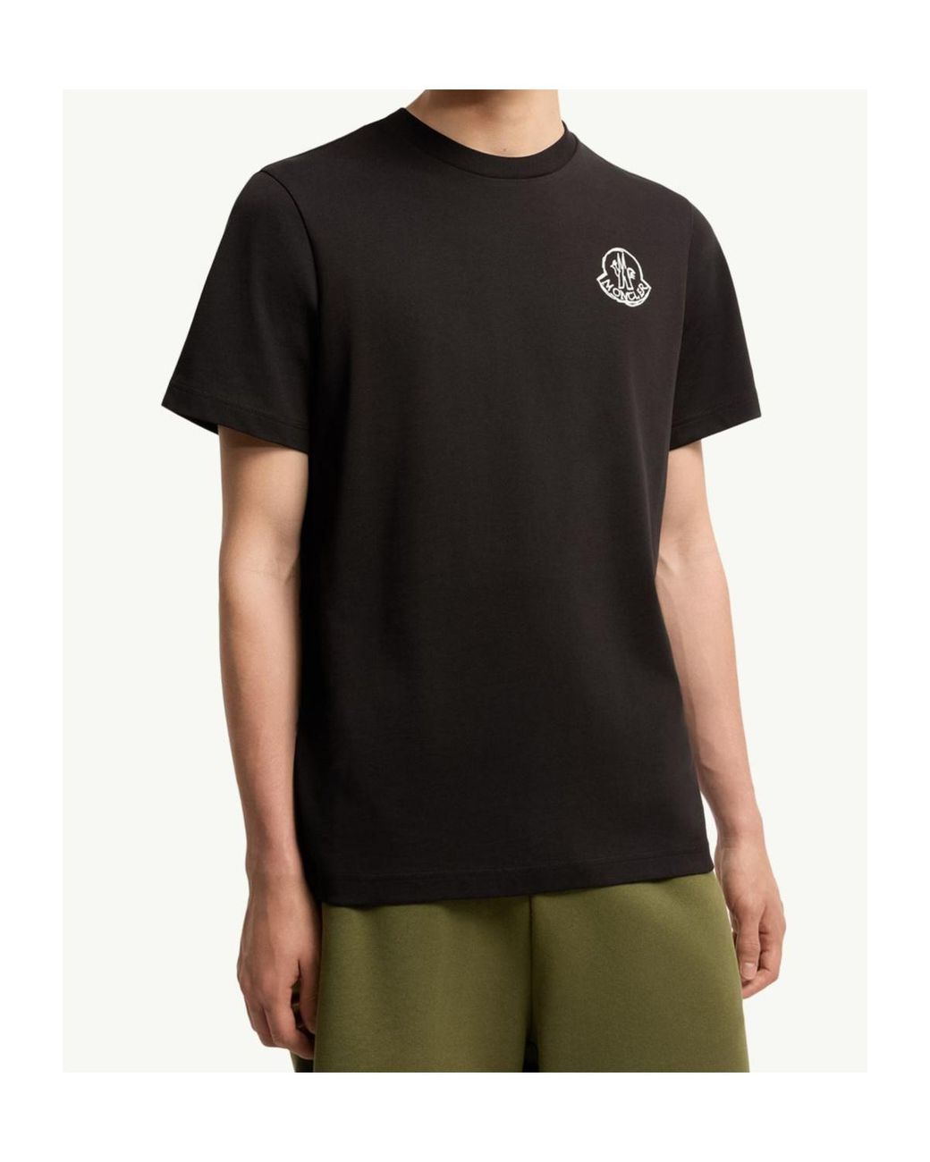 Moncler Black Cotton Jersey Logo Patch T-Shirt for men