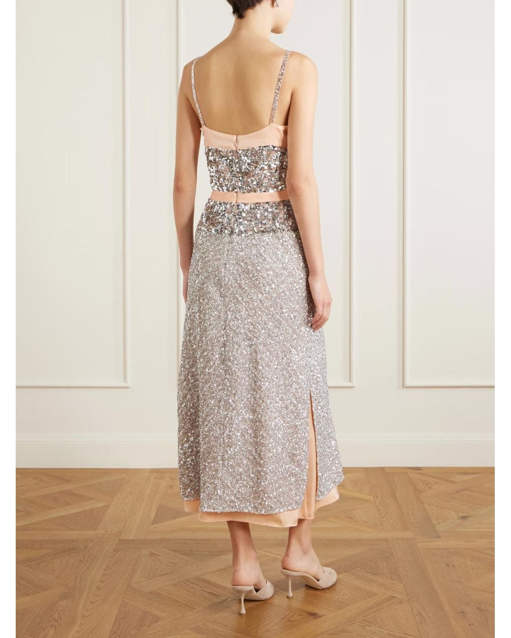 Rabanne White Sequin-Embellished Strap Dress