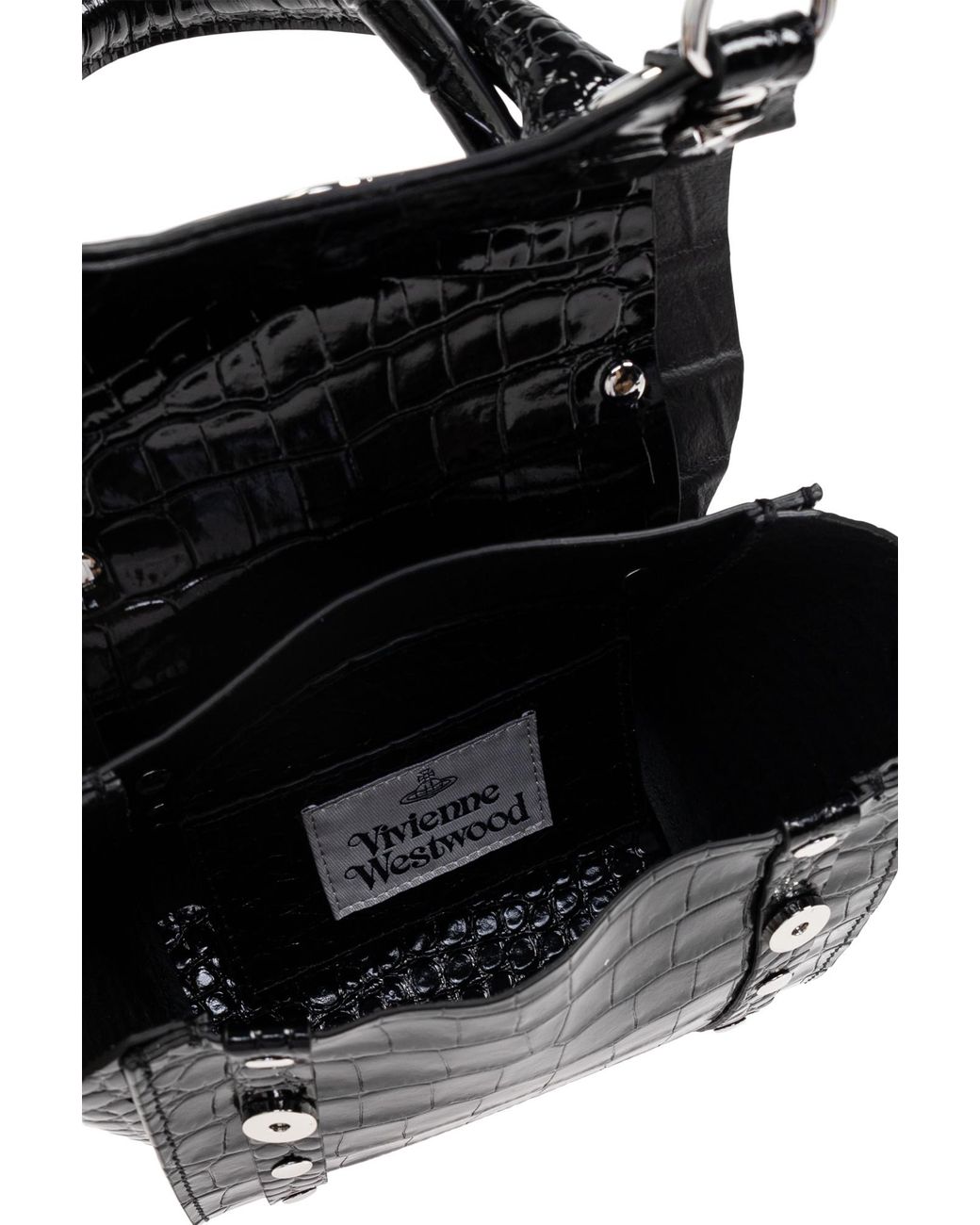 Vivienne Westwood Black Orb Plaque Chained Tote Bag