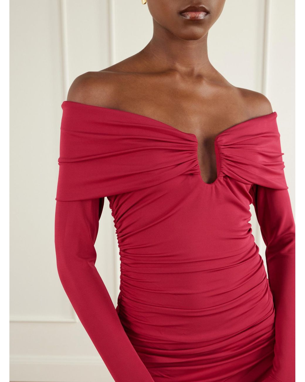 Carolina Herrera Red Jersey-Stretch Midi Dress