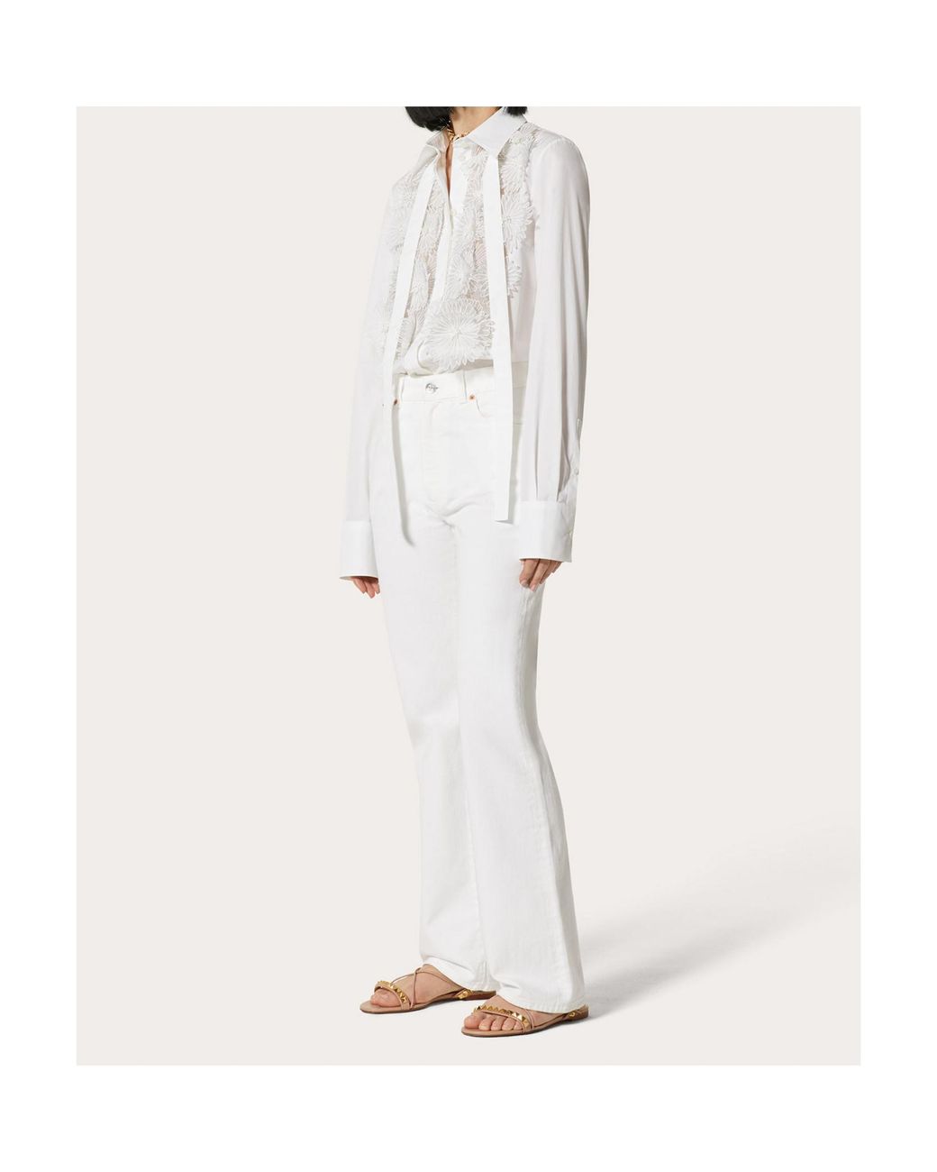 Valentino White Logo Printed Straight Leg Jeans