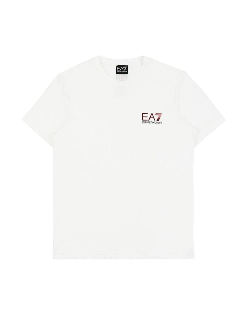 EA7 White Logo T-Shirt With Round Neck for men