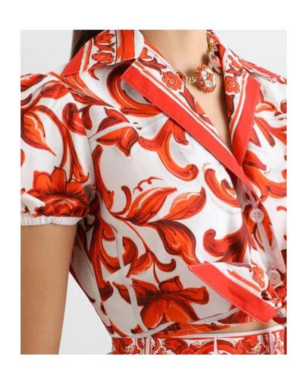 Dolce & Gabbana Red Cropped Shirt