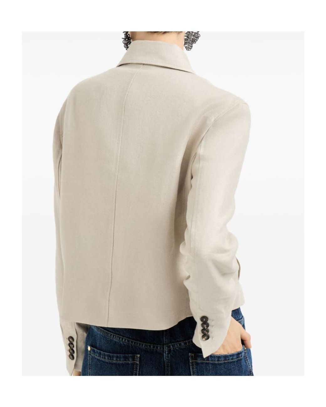 Brunello Cucinelli Natural Buttoned Shirt Blazer