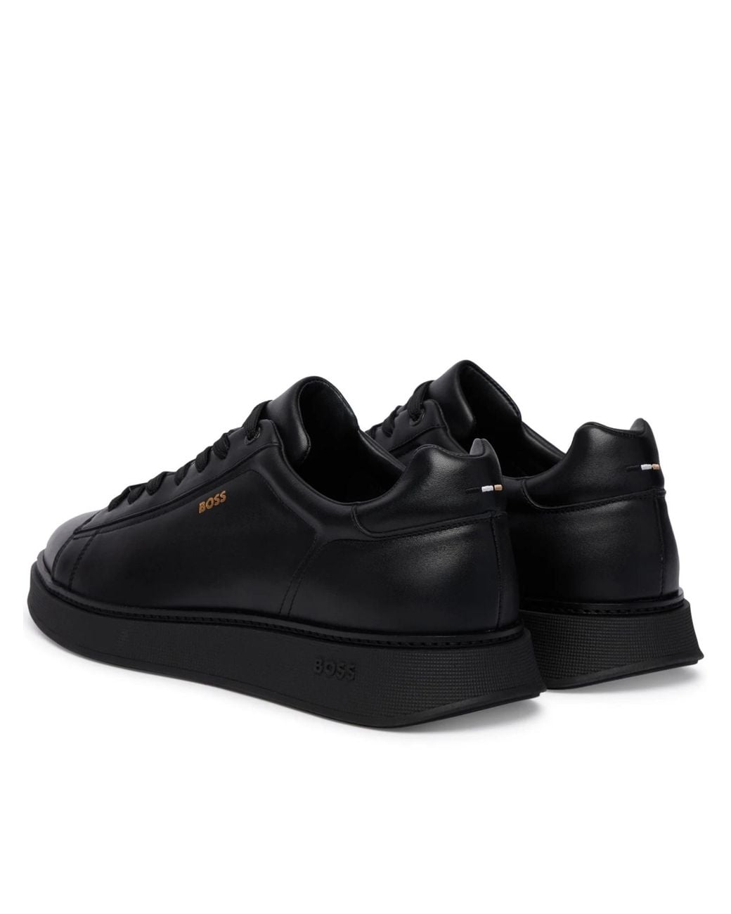 Boss Black Logo-Print Leather Sneakers for men