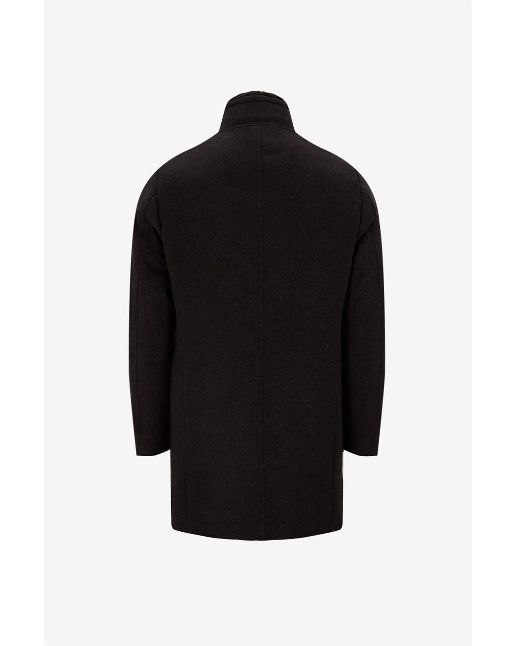 Moorer Black Single-Breasted Wool Coat for men