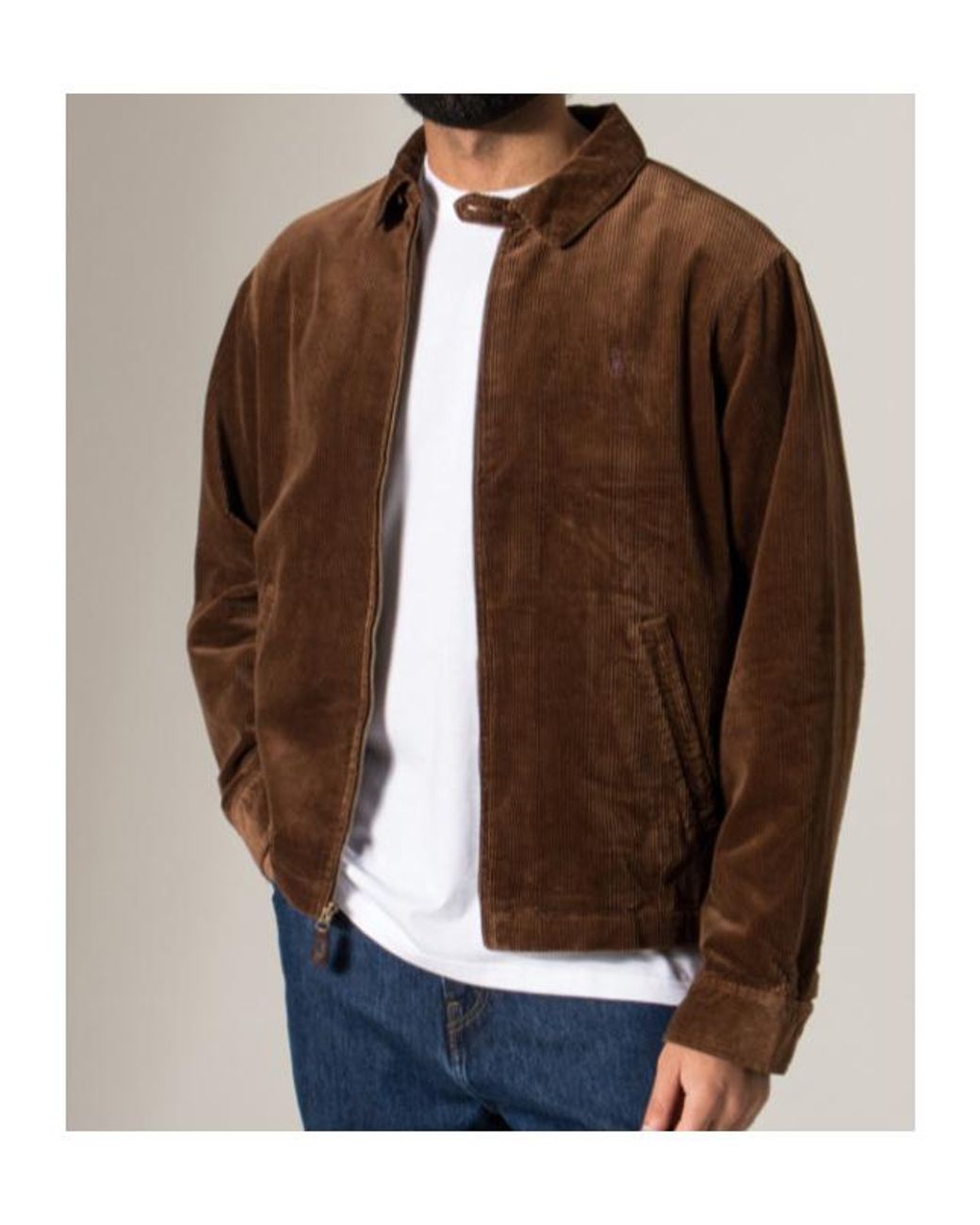 Polo Ralph Lauren Brown Embroidered-Logo Corduroy Jacket for men